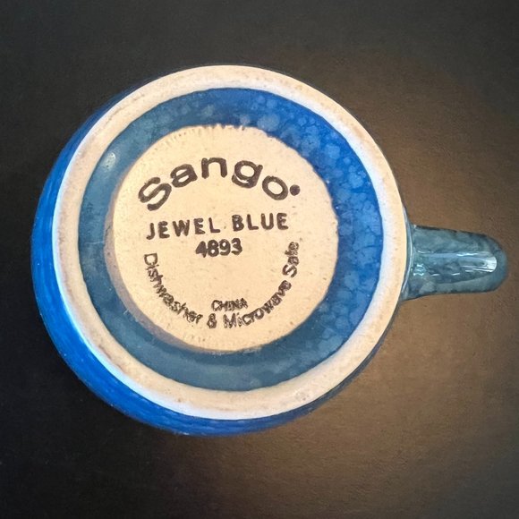 Pair of SANGO Jewel Blue 4893 Stoneware Coffee Mugs Tea Cups - Picture 7 of 8